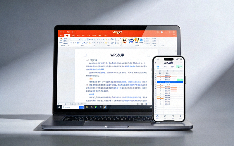 WPS Office 软件在笔记本电脑和手机上的展示界面